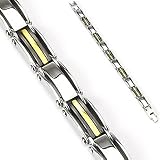 316L Stainless Steel Bracelet with Gold & IP Black Links - Length 8.66