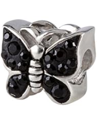 SilveRado(tm) BM016-0 Bling Butterfly Bling Black  Bead / Charm