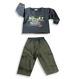 Mish Mish - Infant Boys Long Sleeve Pant Set, Grey, Olive