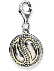 14k Yellow Gold Sterling Silver with Antique Yin/Yang with Lobster Clasp Charm