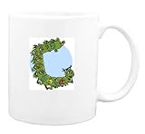 Mug with education, books, bugs, cartoon, caterpillar