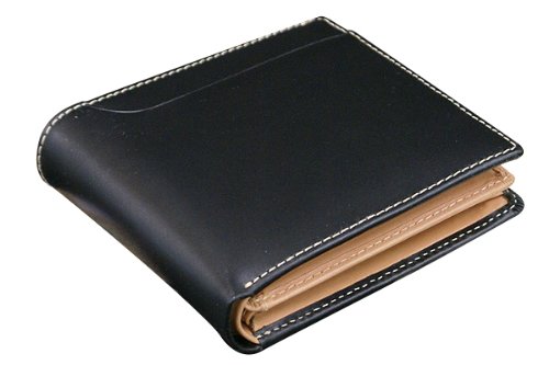 ［ottostyle.jp］ヌメ革＆オイルドレザーショートウォレット 2つ折財布 牛革/ブラック/黒