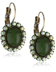 Liz Palacios "Piedras" Green Swarovski Crystallized and Cabochon Earrings