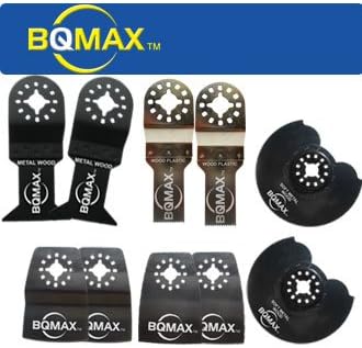 BQMAX - 10 Pack Blades for Rockwell Sonicrafter, Dremel Multi-Max Ridgid JobMax, Fein MultiMaster, Bosch PS50 Multi-X [Contractor Grade]
