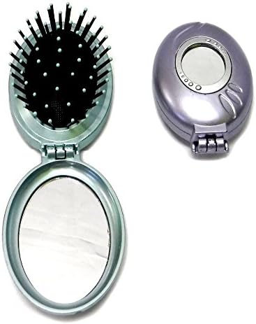 Single Compact Flip Pop Up Hairbrush and Mirror Colors May Vary