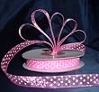 Organza Polka Dot Ribbon -3/8"- Hot Pink/White Dots - 25 Yards (75 Ft)