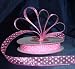 Organza Polka Dot Ribbon -3/8"- Hot Pink/White Dots - 25 Yards (75 Ft)