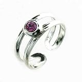 Sterling Silver Dark Pink cz Toe Ring
