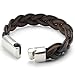 KONOV Brown Leather Mens Bracelet Bangle Stainless Steel Clasp, 16mm - 8