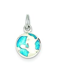 Sterling Silver Turquoise Enameled Earth Charm Pendant