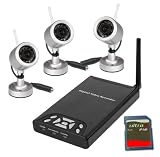 Mini size Wireless Video transmission Motion Detection security system built in 2GB SD card w/ 3 Pack water-proof Outdoor day/night Surveillance CCTV Cameras for home/business surveillance plus 2GB SD Card (Worth $19.99)