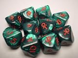 Chessex Special Icon Dice: Ankh Green/Red Pearlized d10 10-Die Set