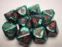 Chessex Special Icon Dice: Ankh Green/Red Pearlized d10 10-Die Set