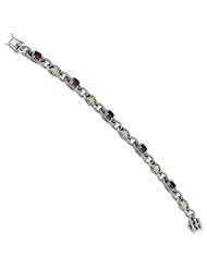 Sterling Silver with 14k Yellow Gold 5.71 Rhodilite Garnet 7.25in Bracelet