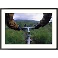 Expedition Members Pedal Their Way Through Lake Clark National Park, Alaska Framed Photographic Poster Print by Bill Hatcher, 35x26