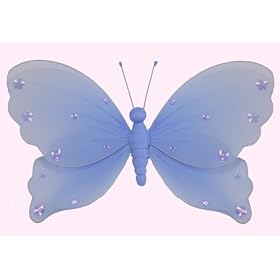 10 Blue Jewel Butterfly nylon hanging ceiling wall baby nursery room wedding decor... by Bugs-n-Blooms