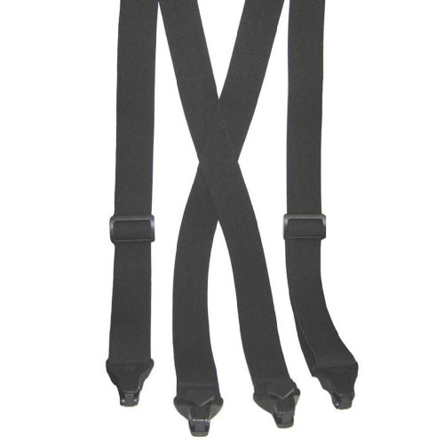 Superior 48 inch REG - Airport Travel Suspenders in Black *NEWLY DESIGNED* Stay Closed Clips