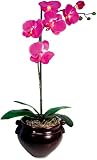 Nu-Dell T7293 Artificial Purple Orchid in Mahogany Fiberglass Pot, 16 Overall Height