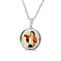 Sterling Silver Medium Round Michael Jackson Picture Pendant with 'Never Can Say Goodbye' Engraved Back on 20" Belcher Chain