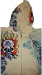 Men's Ed Hardy Hoodie Hooded Sweat Jacket Flaming Skull Age Lime/Off White