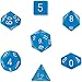 Polyhedral 7-Die Opaque Dice Set - Light Blue with White