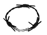 Barbed Wire Black Leather Gothic Bracelet