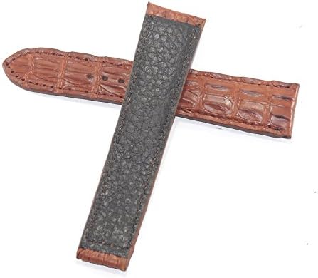 100% Genuine Exotic Leather Strap Band Deployment for 22mm Omega Seamaster Brown #05