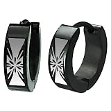 Black Stainless Steel Stylized Cross Design Huggie Earrings