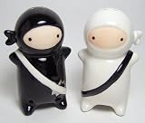 Japanese Ninja Kids Salt & Pepper Shaker Set, Black and White Japanese Ninja Kids Salt & Pepper Shaker Set, Black and White