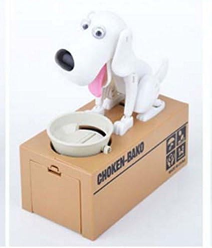 Cute Choken Bako Hungry Dog Eating Coin Piggy Bank (White)