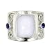 Sterling Silver Blue Chalcedony and Iolite Scroll Design Ring by Sajen