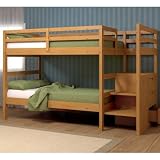 Woodcrest Melbourne Honey Pine Twin over Twin Stairway Bunk Bed with Stairs