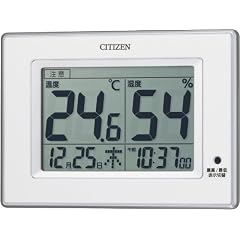 CITIZEN (シチズン) 温度湿度計 ライフナビD200 4種類の注意喚起 時刻表示 掛置き兼用 8RD200-003