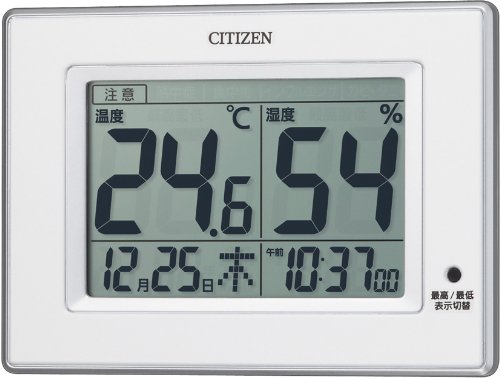 CITIZEN (シチズン) 温度湿度計 ライフナビD200 4種類の注意喚起 時刻表示 掛置き兼用 8RD200-003