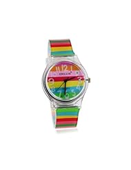 Stylish Rainbow Pattern Womens Analog Watch with Plastic Strap