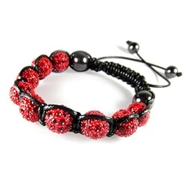 Red Crystal Bead Dharma Zen Bracelet, Adjustable 6 to 9 Inches