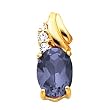 14K Yellow Gold Iolite and Diamond Pendant