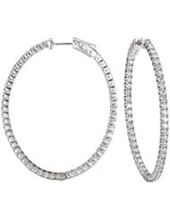 Tivolia Collection 14kt White Gold Oval Hoop Diamond Earrings