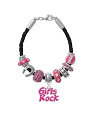 Hot Pink Girls Rock on a Hot Pink Love & Luck Beaded Bracelet [Jewelry] Delight