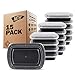 Freshware Meal Prep Containers [15 Pack] 1 Compartment with Lids, Food Storage Bento Box | BPA Free | Stackable | Lunch Boxes, Microwave/Dishwasher/Freezer Safe, Portion Control, 21 day fix (28 oz)