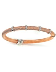 Sterling Silver & Cz Pink Gold Plated Bangle