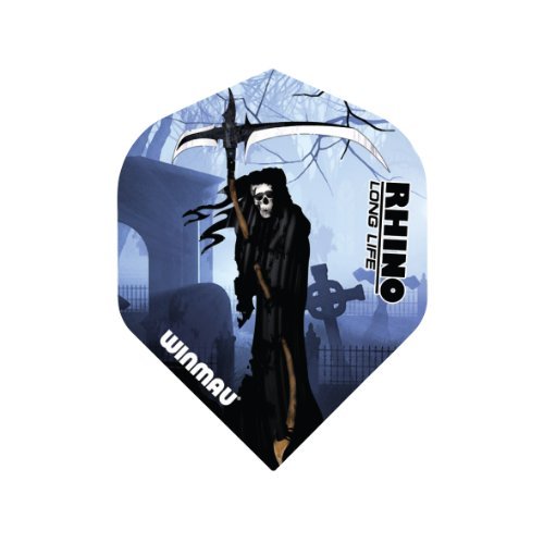 Winmau Rhino Long Life Standard Extra Thick Dart Flights (3 Sets of 3 - 9 Flights) (Grim Reaper)