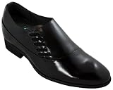 CALDEN - K811045 - 2.6 Inches Taller - Height Increasing Shoes for Men (Black Leather Slip on Formal Dress Shoes)