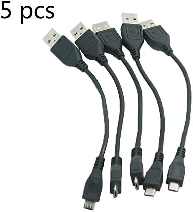 Holdding 5pcs 6 inch USB 2.0 A-Type Male to Micro-B Male Charge &amp; Sync Cable (black)/Short USB Cable for Carrying with and Great for Data Synchronization and File Transfer