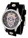 Nemesis #GB925K Women's Black Wide Leather Band With Tattoo Skull Watch