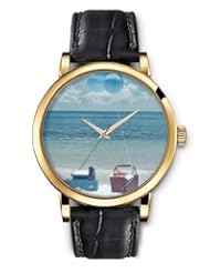 SPRAWL Aanalog Fashion Series Gold Ladies Watches of Genuine Black Leather Strap,Unique Wrist Watch for Women Girls Designed with A field day at the beach