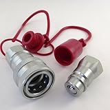 TL38 Ag Quick Coupler Set - Used on Most Tractors and Machinery - Ball Style Hydraulic Tractor Coupling - Iso5675 1/2" NPT - With Dust Caps