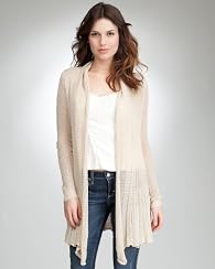 Long Sleeve Open Pleated Long Cardigan - WEB EXCLUSIVE