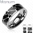 Solid Titanium with Black Enamal Design Ring