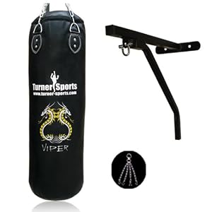 Kickboxing Rexion Punch Bag Filled With Free Chrome Plated Chain And Punchbag Wall Bracket Heavy Duty Metal 2 Pieces With Complete Fitting Artificial Leather Black 3 Feet